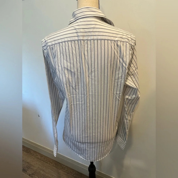 Zara Striped Button Front Dress Shirt Pin Striped Blue and White  SZ S Collared - Picture 3 of 5